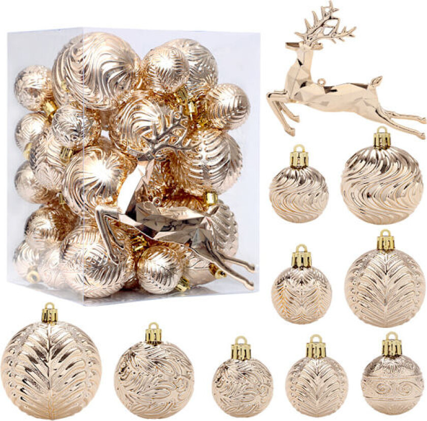 Julepynt, Champagne Gull Julekulesett, Juletrepynt