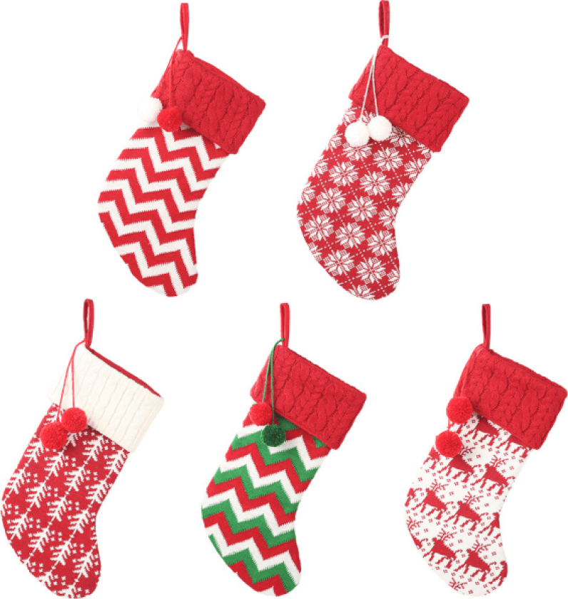 5 stk juledekorasjoner strikkede julekuler ull