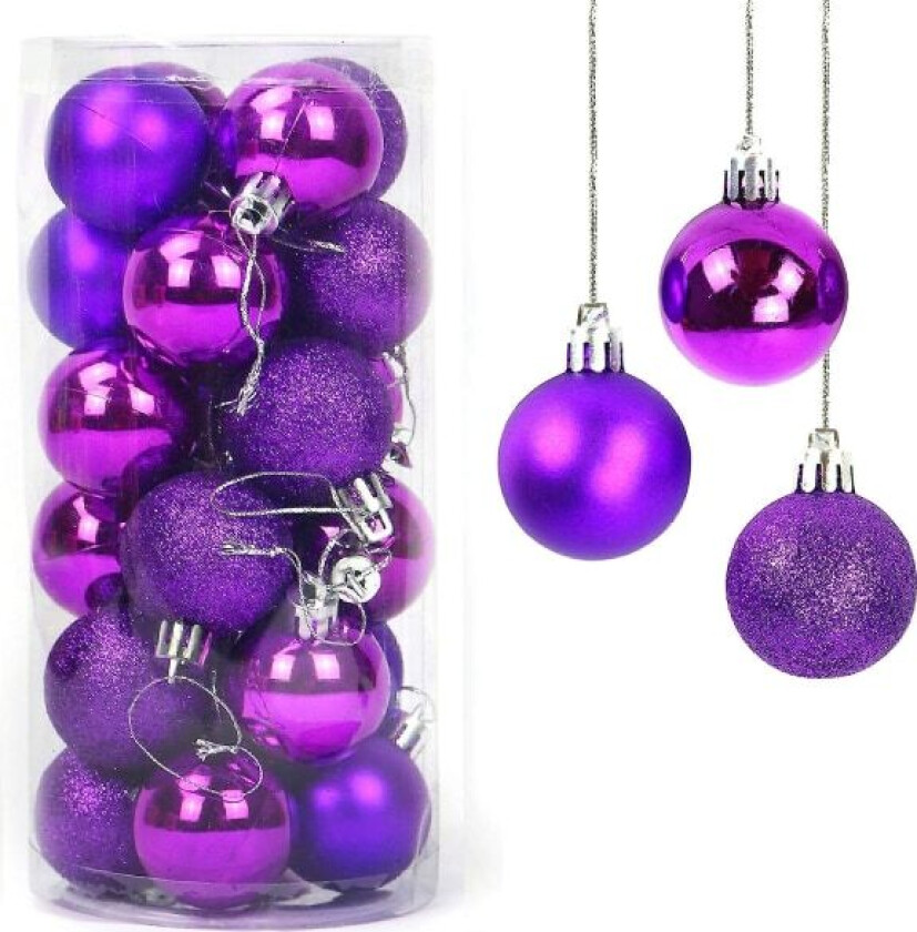 24 stk julekuler dekorasjoner, knusesikre festlige bryllupshengende ornamenter juletrepynt