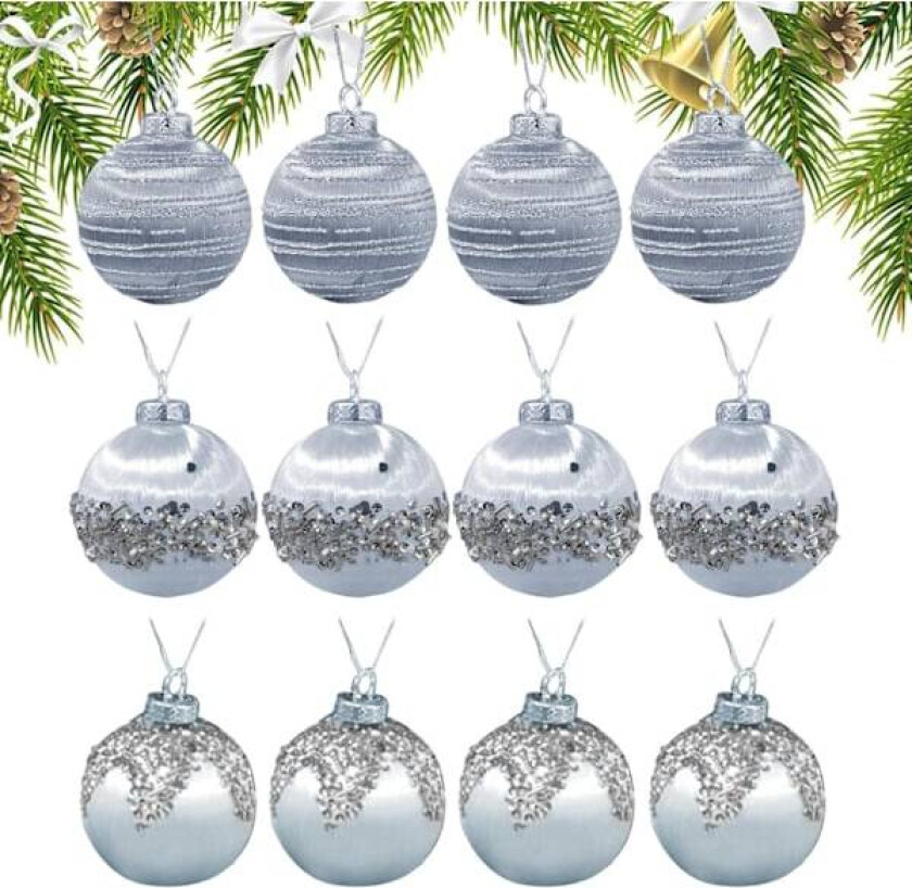Julepynt, Kulepynt, 6 cm Uknuselige Julekuler, Høytidsdekorasjoner til Juletreet, Kranser og Girlander Silver