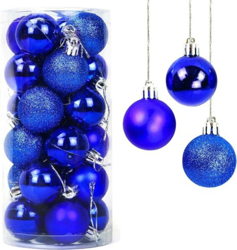 Blå 3cm julekuler juletrepynt, juletrepynt