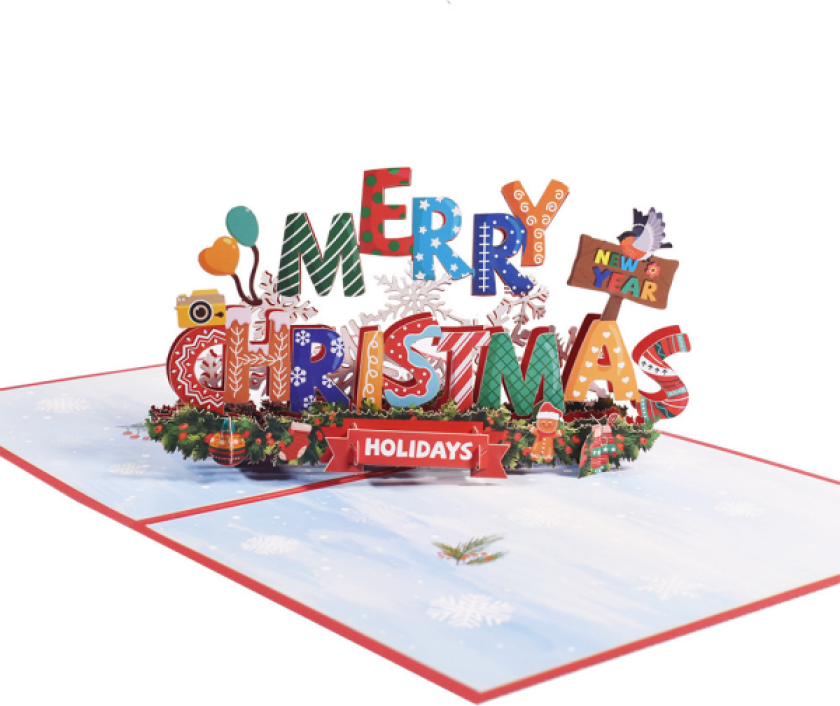 Julekort med popup - 3D-gratulasjonskort, bursdagskort, popup