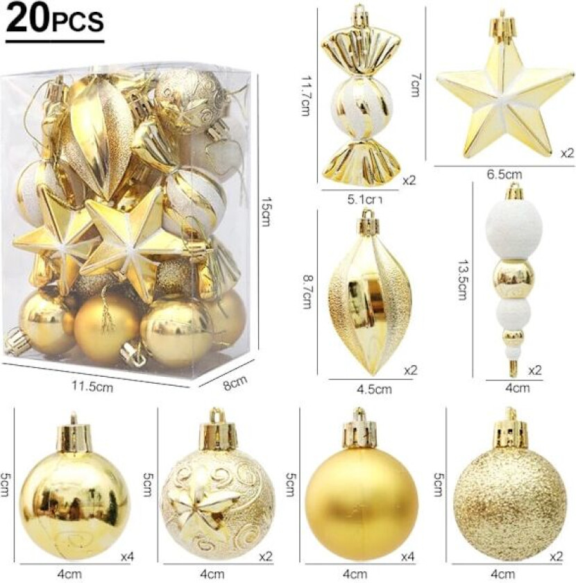 Julekuler Røde Suckerstang Hengepynt Store anhengsett Julepynt til hjemmet 2024 Natal Navidad Nyttår Gold-20pcs4