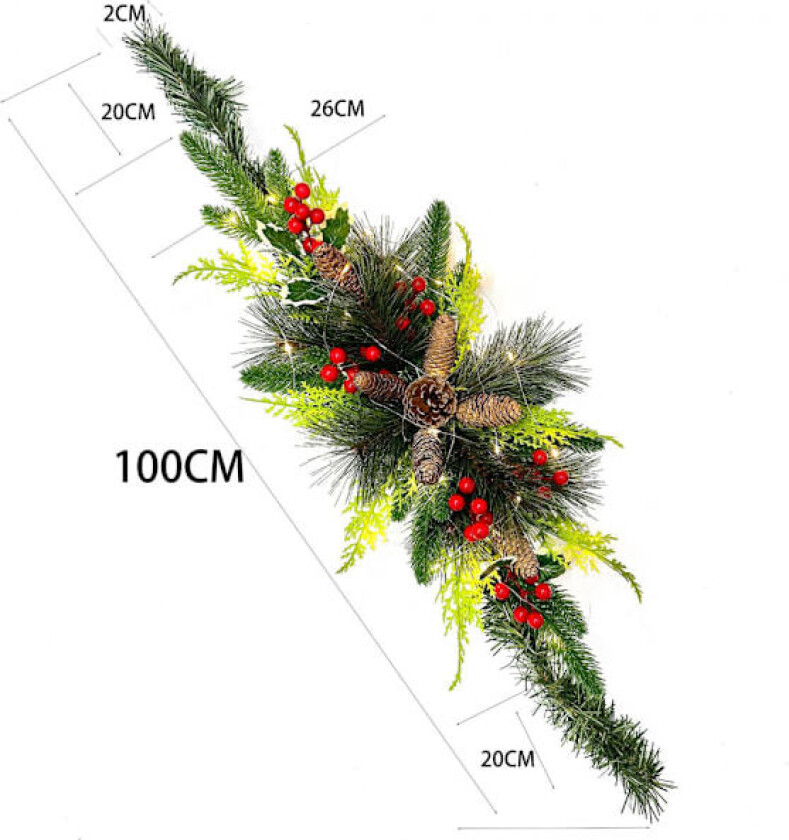 100cm Kunstig Julekrans Postkasse Krans Simulering Furu Nåler