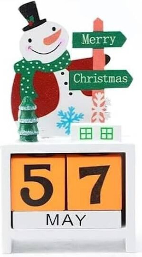 Juleteller Nedtelling Trekalender, Julenissen Adventskalender, Avtakbare Blokker Hjemme Julekalender (Snømann)