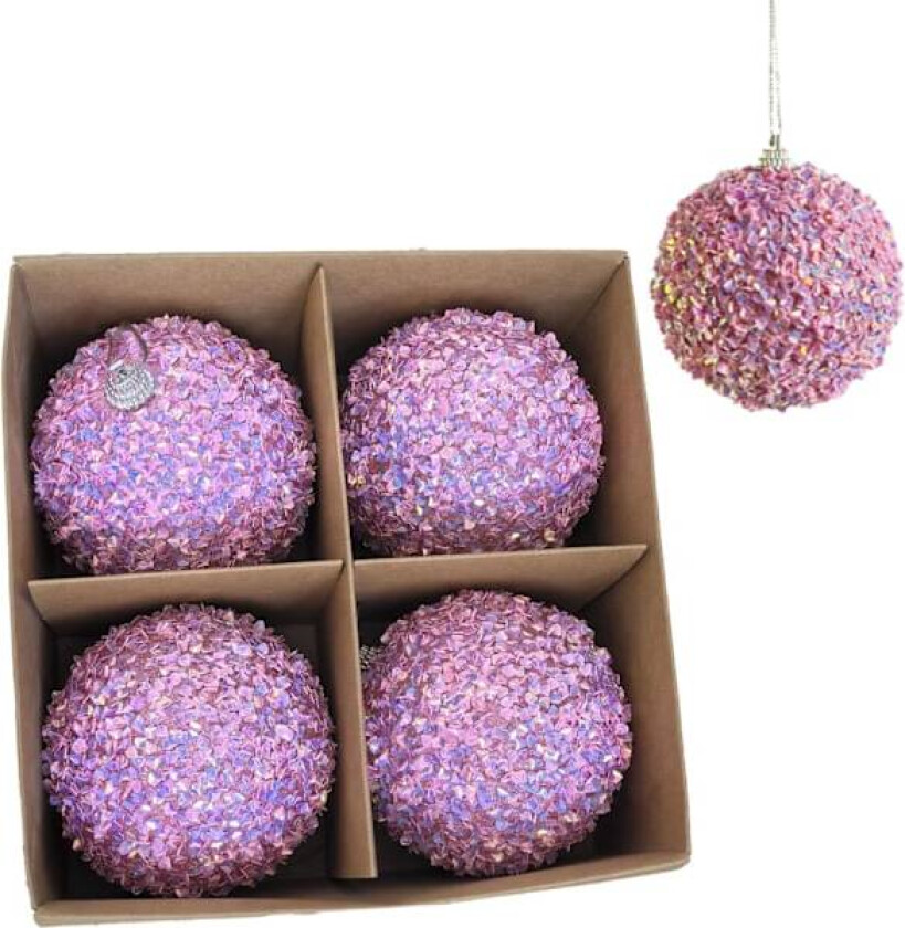 4-pakks Julekuler, 3.15 TOMMER Knusefrie Glitter Hengepynt (4 stk #-4) 4 pcs #-4