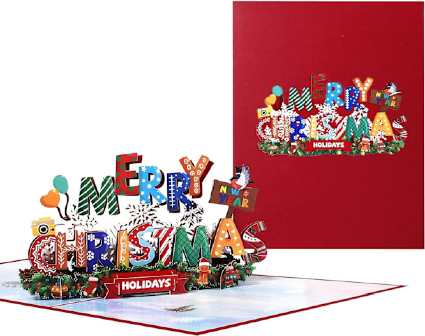 Julekort med pop-up . 3D Hilsen Kort Bursdagskort, Pop-up Julekort, Julekort til Barn, 3D Julekort, Julekort
