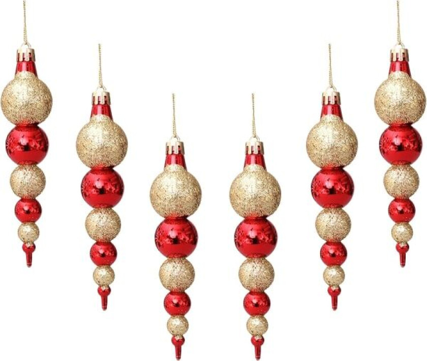 Julekuler ornament julepynt 6 stk lange julepynt anheng dekorative