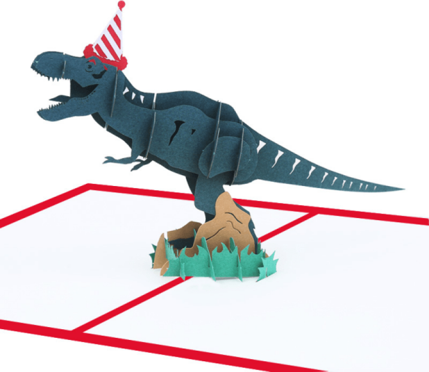 5 Julebursdagshilsener 3D Dinosaur Gratulasjonskort Ho