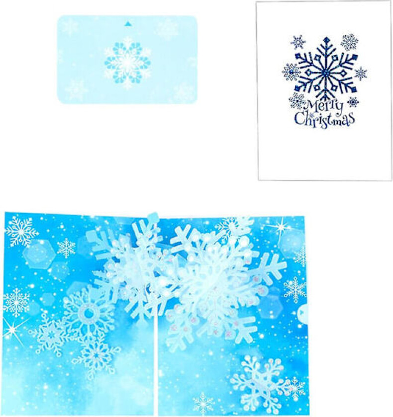 3D snøfnugg gratulasjonskort julekort platepapir med konvolutt postkort