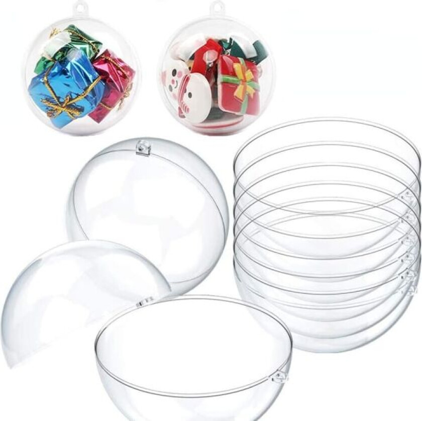 20 stk gjennomsiktige julekuleballer til å fylle, til juletre, gran, bryllup, bursdagsfestdekorasjon, 7 cm