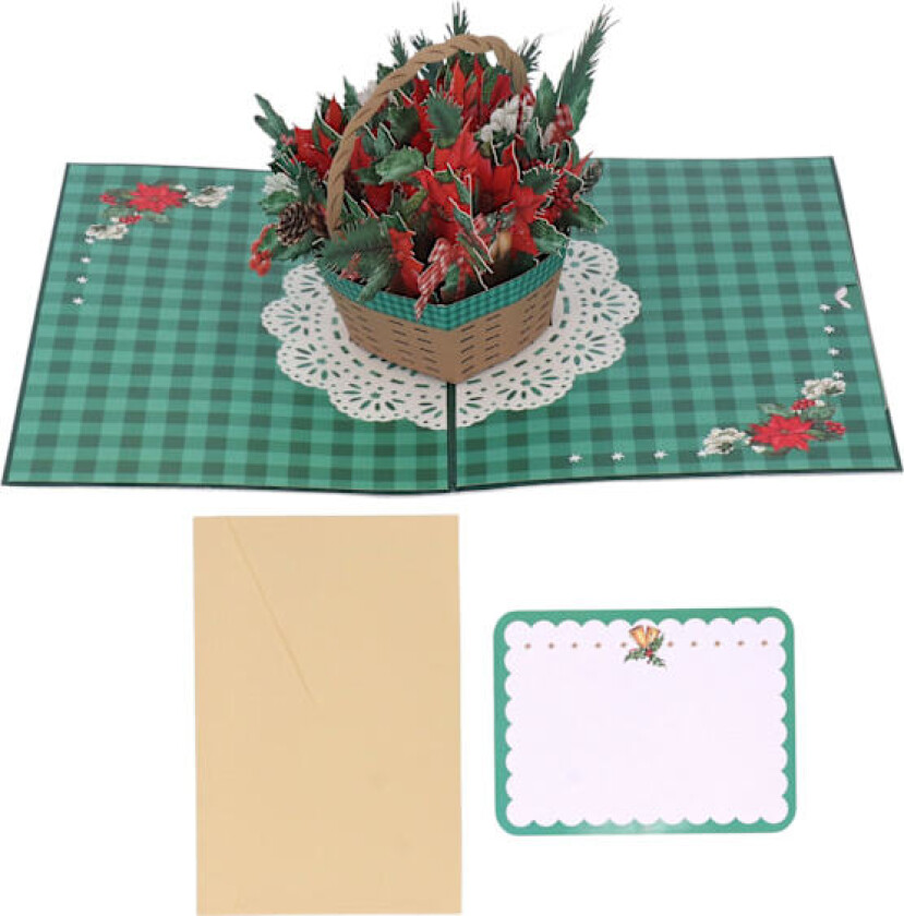 3D julekort blomsterkurv: Utsøkte popup gratulasjonskort for gaver og temafester