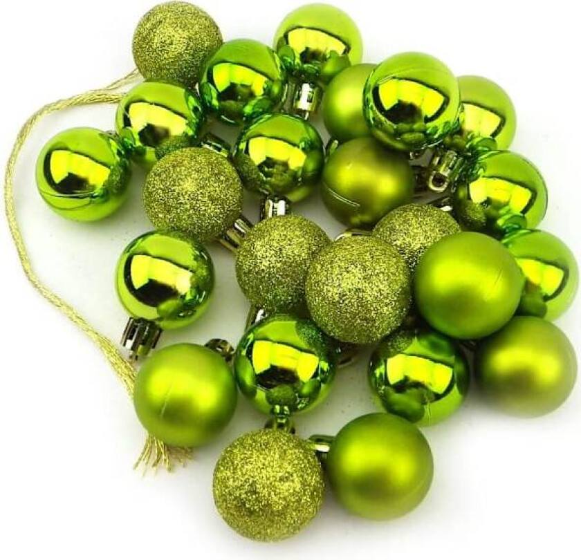 Set med 24 små dekorative julekuler matt blank glitter 3 cm grønn (grønn)