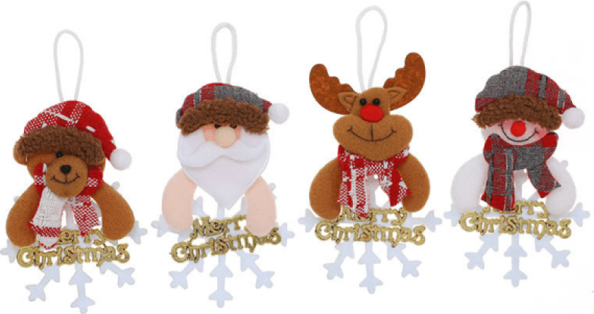 4 stk juledekorasjoner juletreanheng snøflak