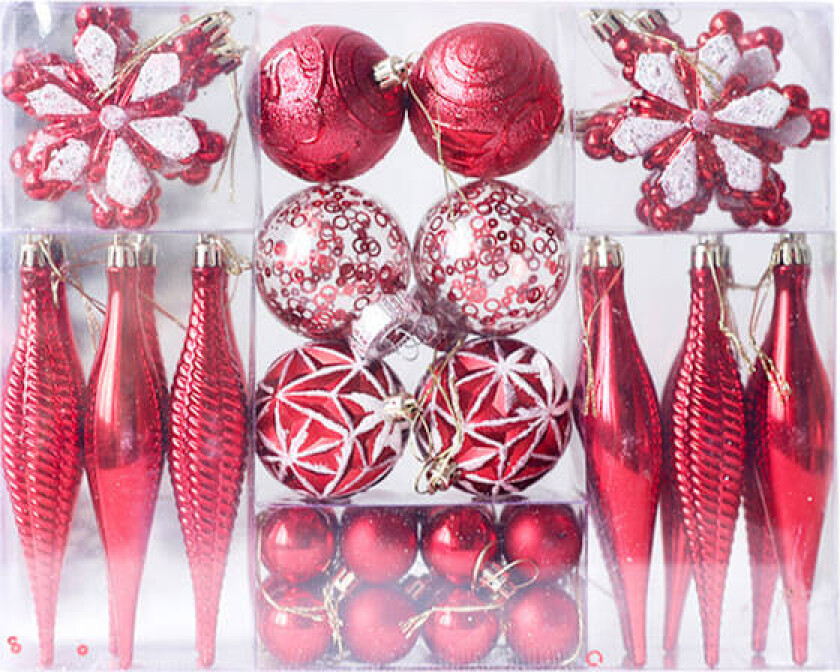 Julepyntsett, Uknuselige Julekuler i Bulk, Tradisjonelle Hengende Pynt til Juletreet