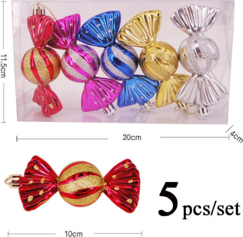 5 stk Julekuler i Form av Godteri, Juletrær Godteri