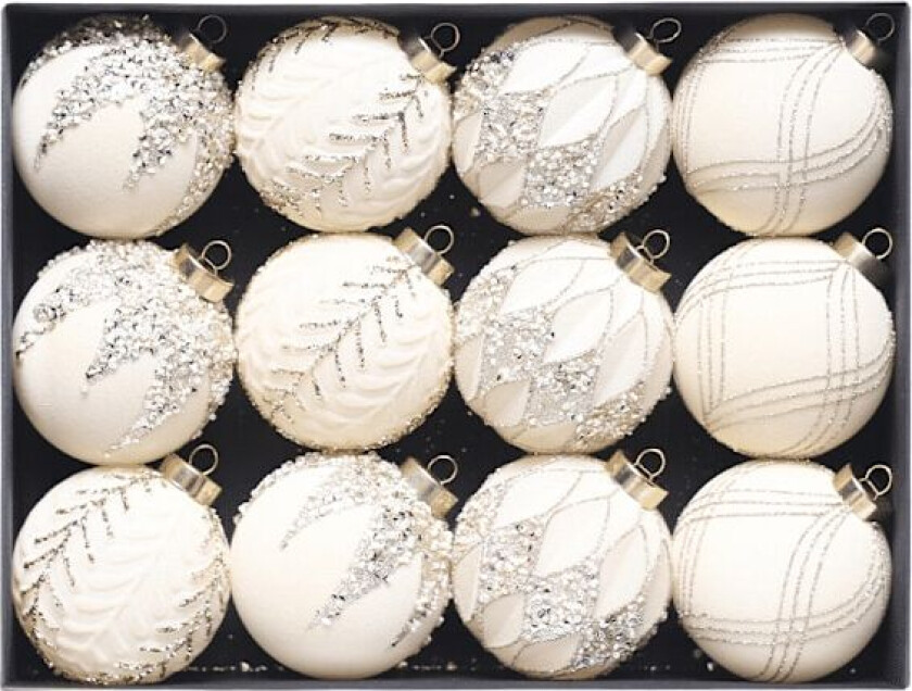 12 stk. Julekuler, 8 cm, Julekule-sett, Juletrepynt Aprikose