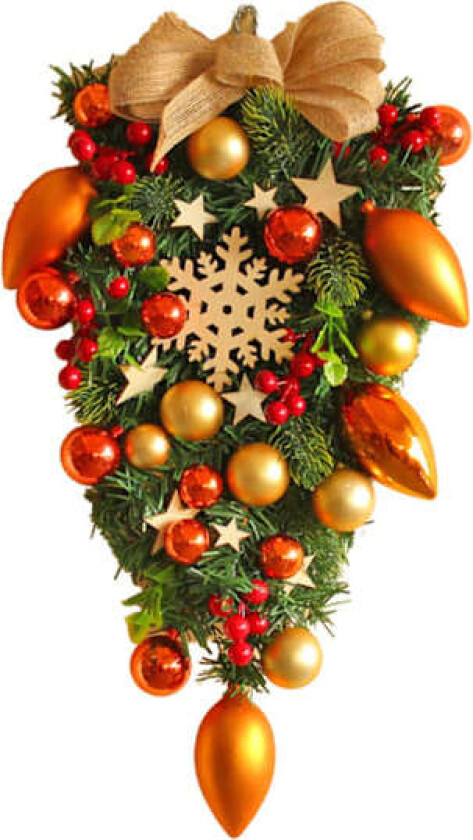 Julekrans Veggdekorasjon Ornament Kunstig Jul Tårekrans God Jul Inngangsdør Dekorativ-D