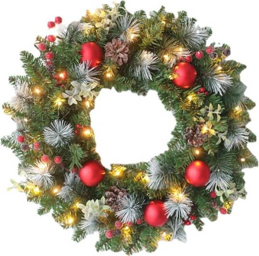 50cm lampe forhåndslyste kunstig julekrans dekorasjon, ZQKLA