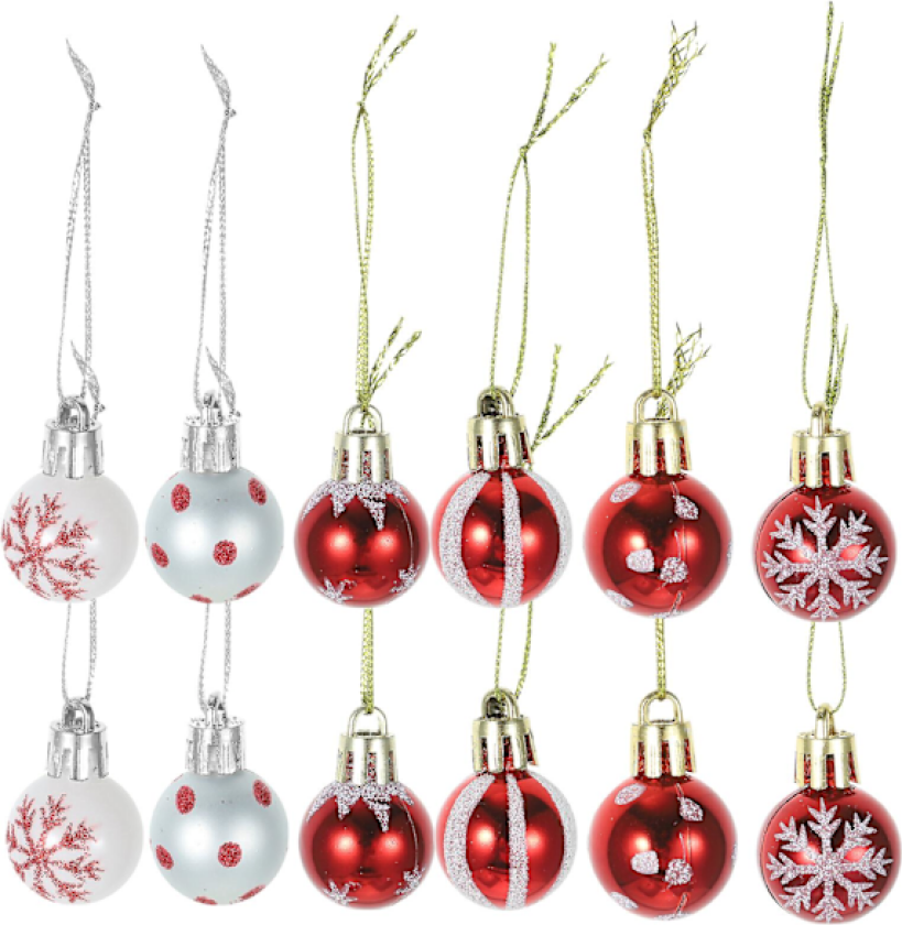 12 stk Julekule Henger for Juletre Plast Julekule Dekorasjon Julefest Layout Kule Ornament