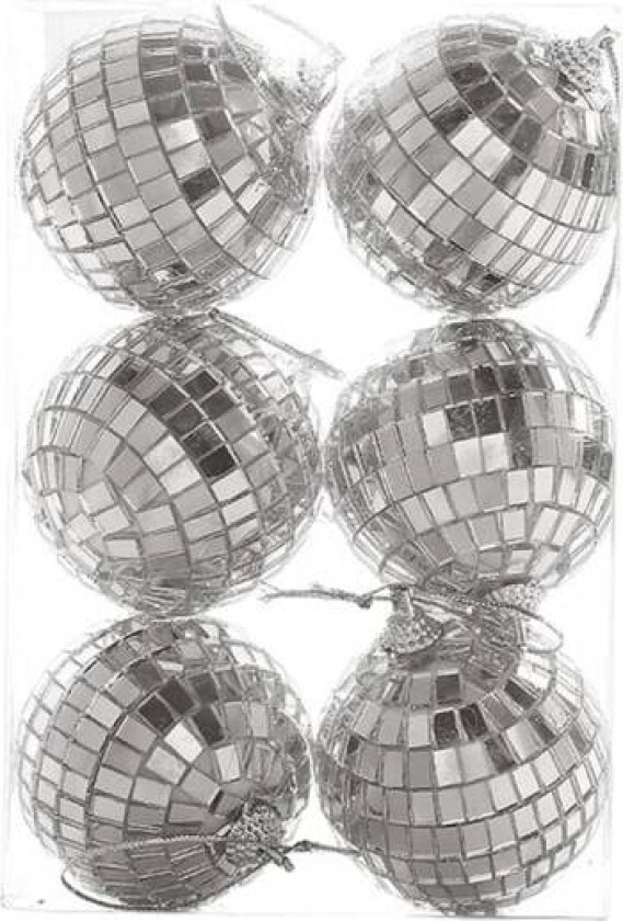 IC Silver Disco Refleksjons Speil Julekuler Enkle å Henge for 5cm-6stk