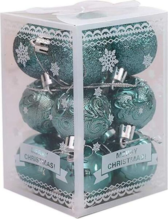 12 stk Julekulekuler, Julepyntkule Sett Trehengende Kulepynt for Hjem Fest Ferie Bryllup Tredekorasjoner (Grønn)