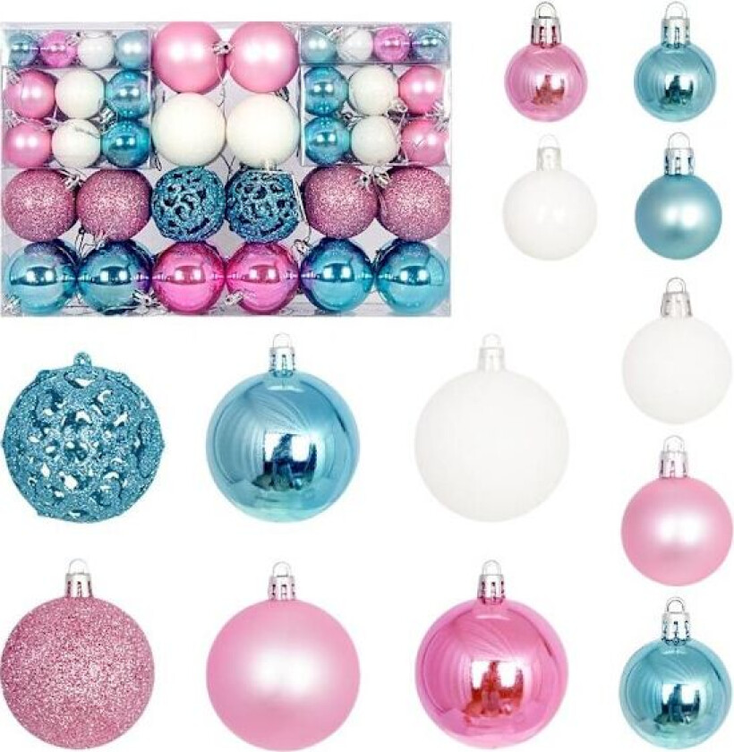 Julepyntsett, 100 stk. gjennombrutte kuler, julekuler Blau