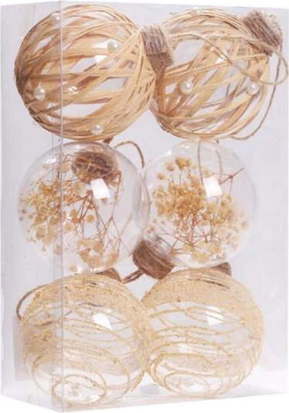 CDQ 6 stk gjennomsiktige julekule sett juletre