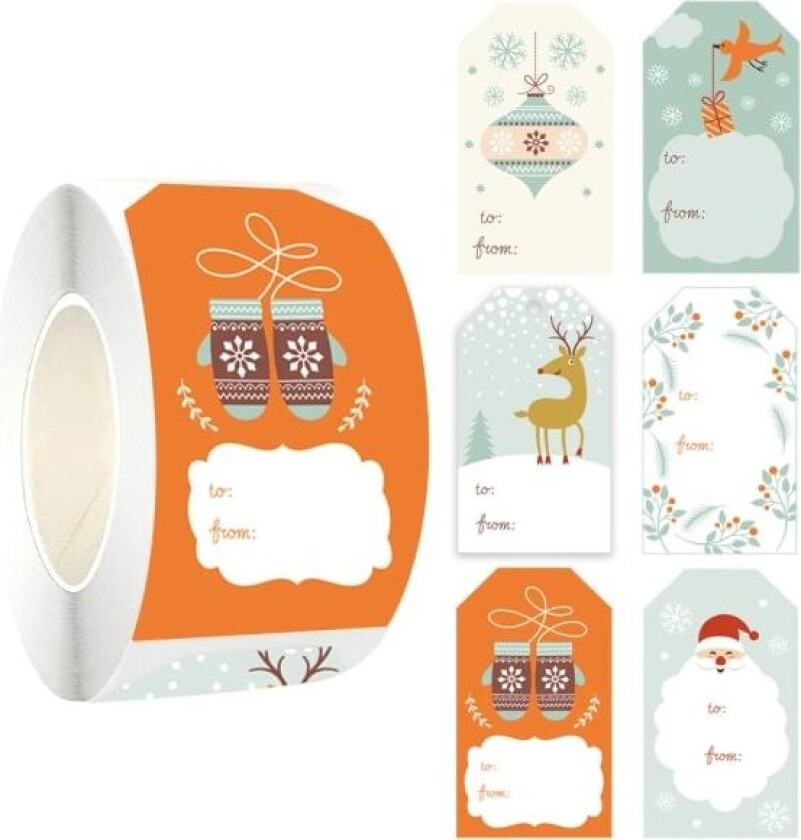 50-250 stk Juler Etiketter Gave Navnelapper Juldekorasjon Tetning Etikett Tegneserie Elg Til Fra Gaveemballasje Etiketter