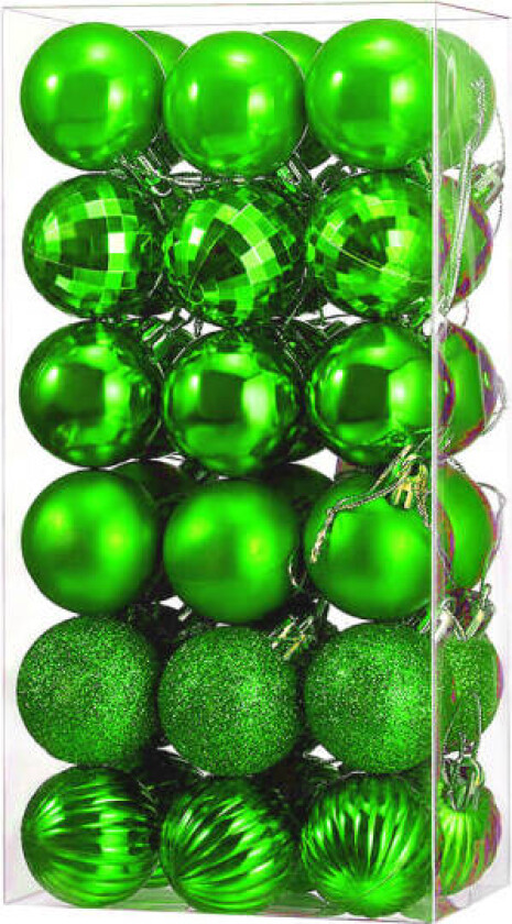 Pakke med 36 julekulepynt usynlig juledekorasjon juletrepynt grønn