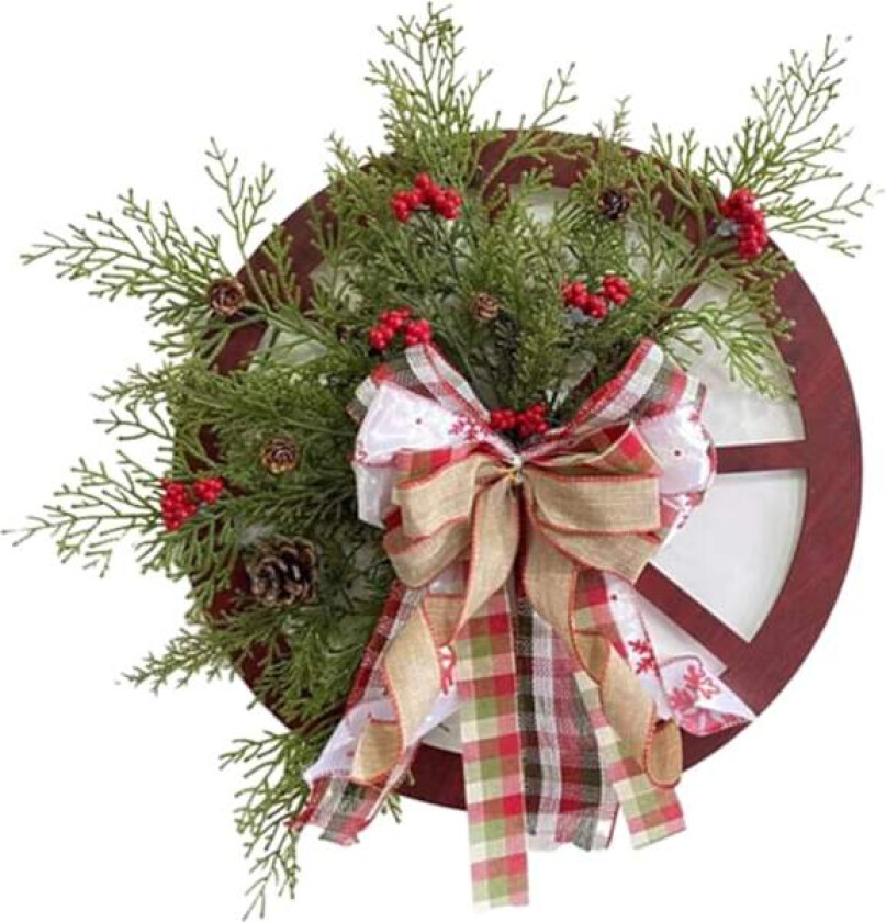 Julekrans for inngangsdør 11,8 tommer Vogndørkrans med båndbue Bjørn Vinterkrans for juledekorasjoner på dør og vegg Parent