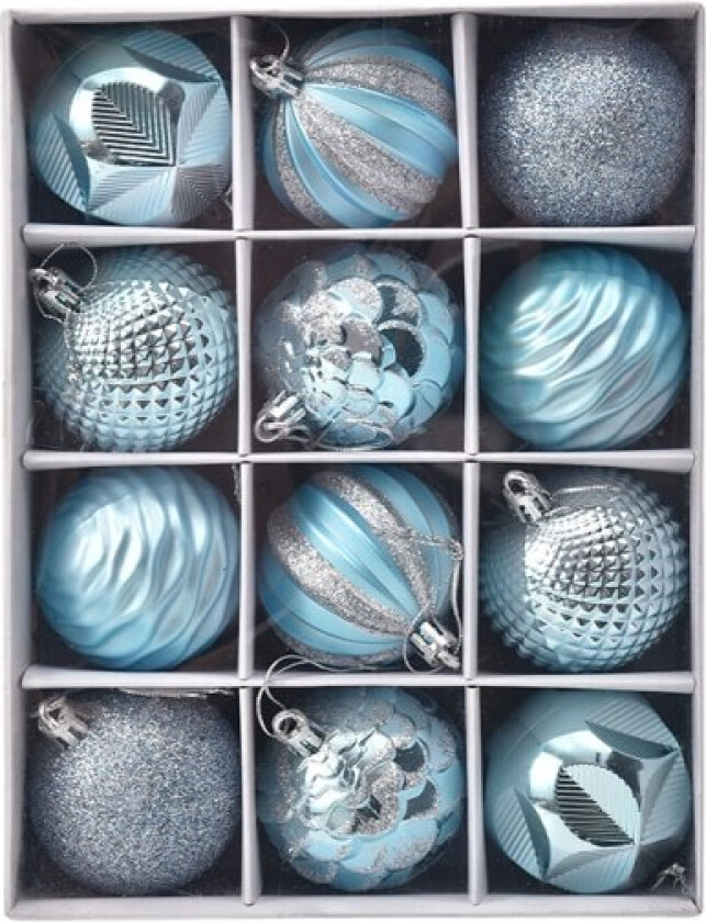 12 stk. julekulepynt, julekuler, matte og blanke juletrepynt glitrende juletrepynt ∅ 6CM (blå)