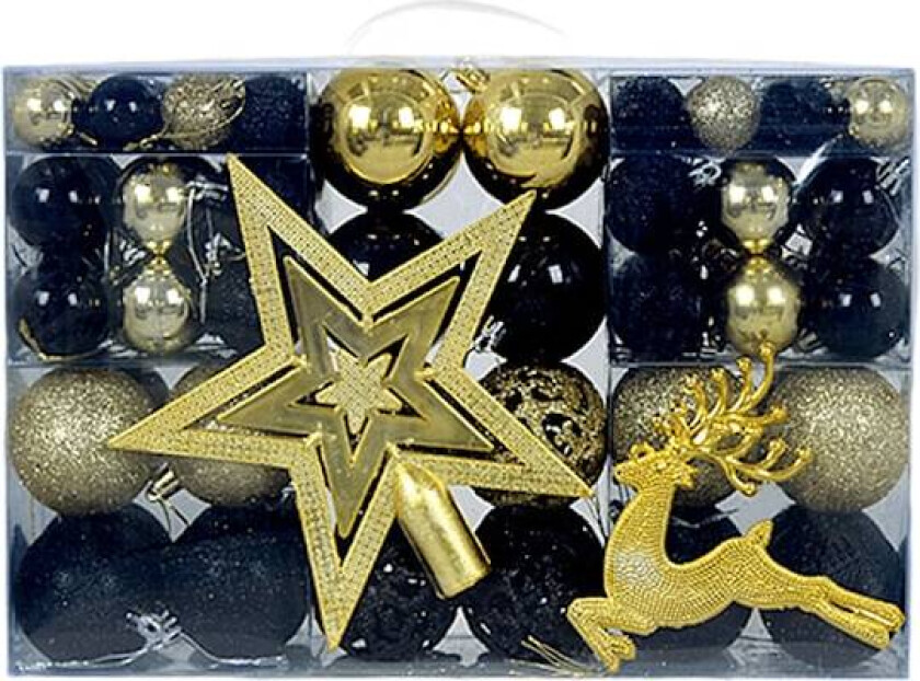 Set med 102 julekuler, juletrepynt, med håndtak, dekorasjonssett Schwarz