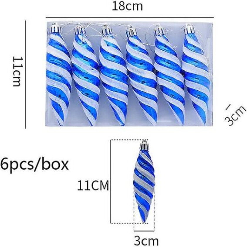 Forgylte Røde Lollipop Julekulepynt 6stk/pakke Juletrepynt Nyttår 2024 Julehjemmedekor Navidad (FMY) blue spiral