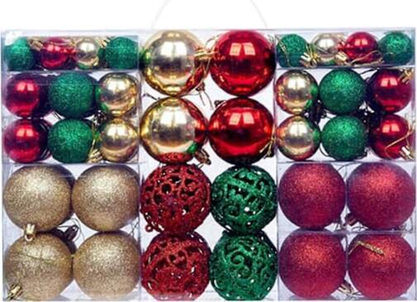 100 stk Julekule Rød Grønn Gull Gaveeske Sett Juletre Tilbehør Perler Gaveeske Juledekorasjon Henger