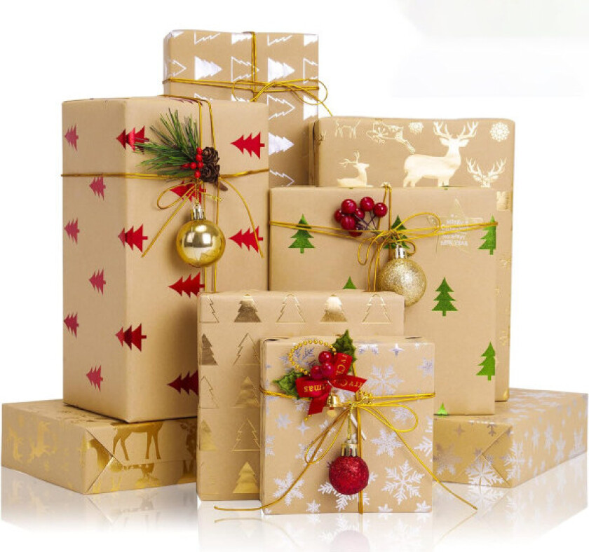 Julegavepapir, 6 pakker med gavepapir, 70x5 DXGHC