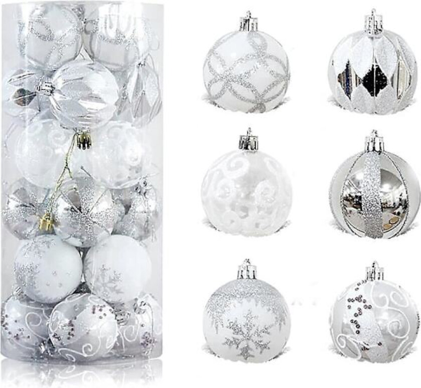 6cm Julekuler Ornamenter, 24stk Juletre Kuler Julepynt