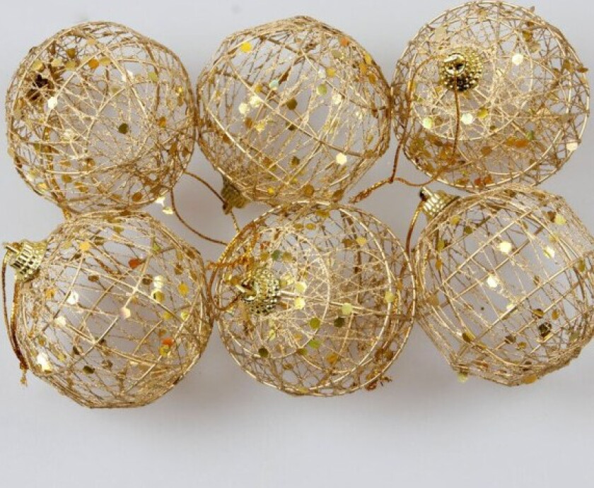 Julekuler Juletrepynt Gull 6 Stykker Eske med