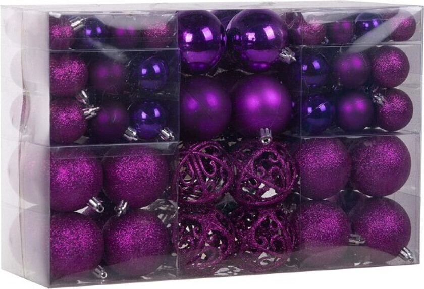 Lifestyle & More 100-delt sett med julekuler i lilla