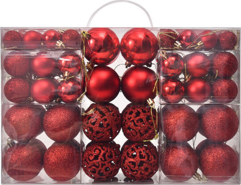 Røde 100 stk julekuler juledekorasjonssett glass C