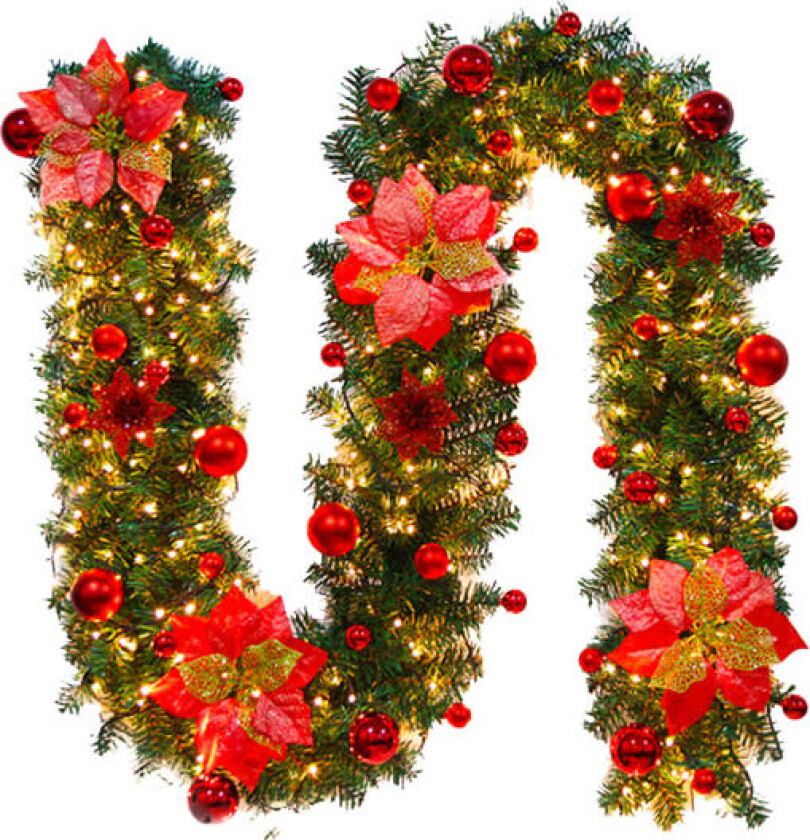 270cm Julekranslys Batteridrevet Julekrans LED Lyslenke Julebordsdekor