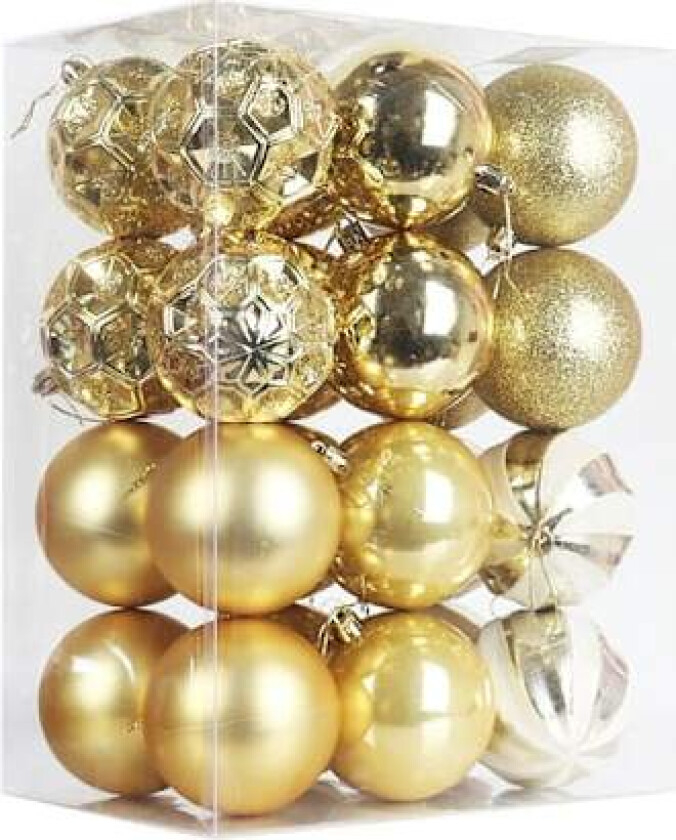 Set med 24 svarte kuler, 8 cm, juletrepynt, runde julekuler, juledekorasjon Gelb