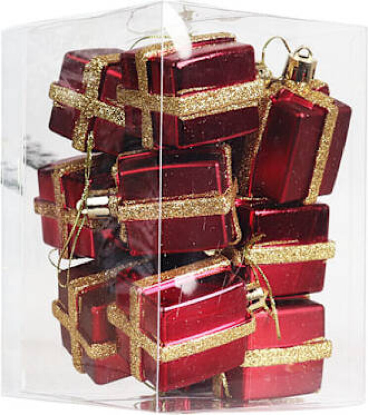 Set med 12 julekuler, 5 cm, malte julepynt, gaveeske, hengende pynt til juletreet Rot