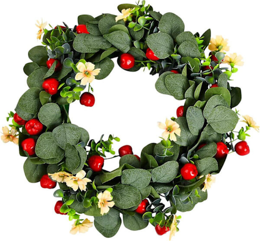 Julekrans til inngangsdøren Kunstige kranser til julepynt dørkrans med variant røde bær Ingen blader champagne