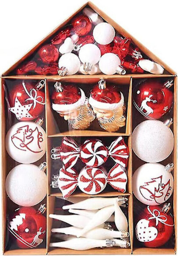 70 stk Julekulepyntsett Dekorative Kuler Hengepynt Med Gjenbrukbar Gavepakke Til Juletreet