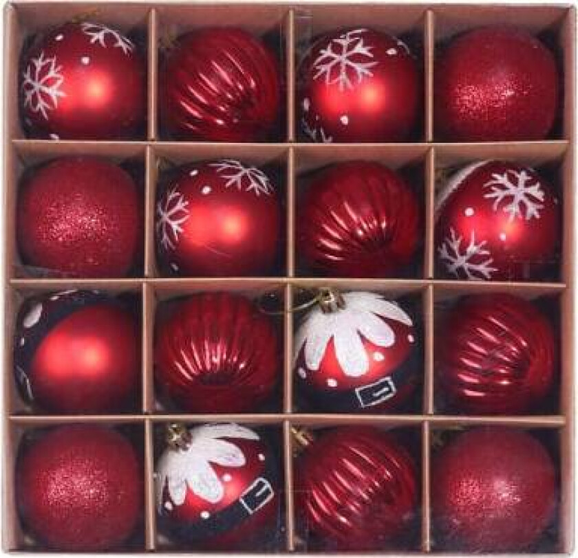 Dekorative julekuler til juletre, 6cm 16stk PVC julekuler