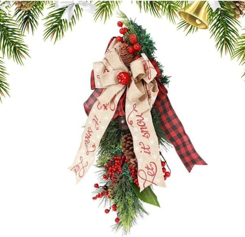 Julepynt med bjeller | Rustikk julekrans for pynt på verandaen og i gangen