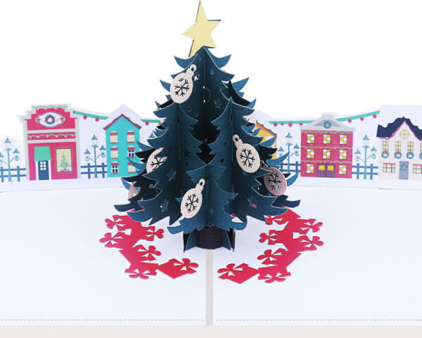 5 stk 3D gratulasjonskort papirutskjæringskort jul tredimensjonalt