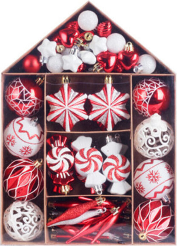 73 stk julekule-sett for dekorasjon og gaver blå