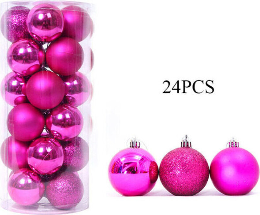 24 stk julekuler med glitter, julepynt